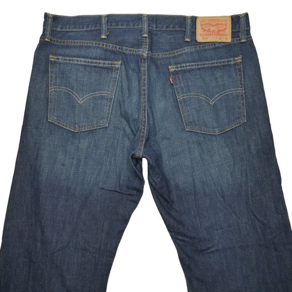 Levis 514 Size 38x30 Jeans Mens Straight Leg Regular Fit Dark Wash Distressed - Picture 3 of 7